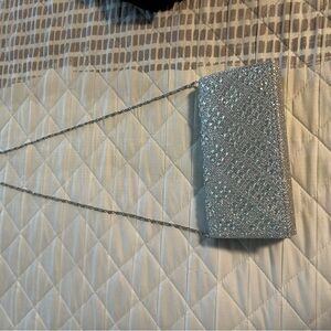 Silver Glitter Clutch Bag